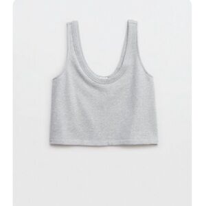 aerie Cropped Tank Medium Heather Weekend Fleece Tank Gray Womens Large